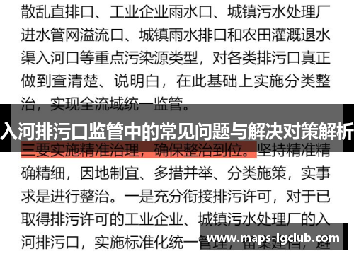 入河排污口监管中的常见问题与解决对策解析