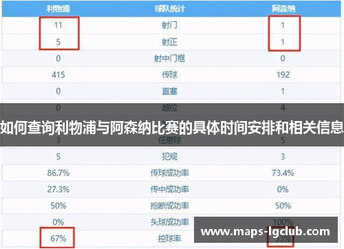 如何查询利物浦与阿森纳比赛的具体时间安排和相关信息